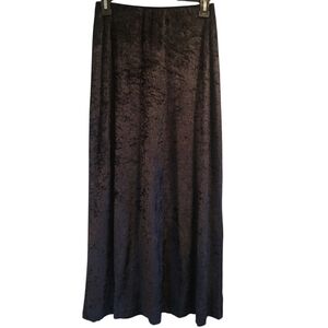 Vintage Hana Black Crushed Velvet Maxi Skirt